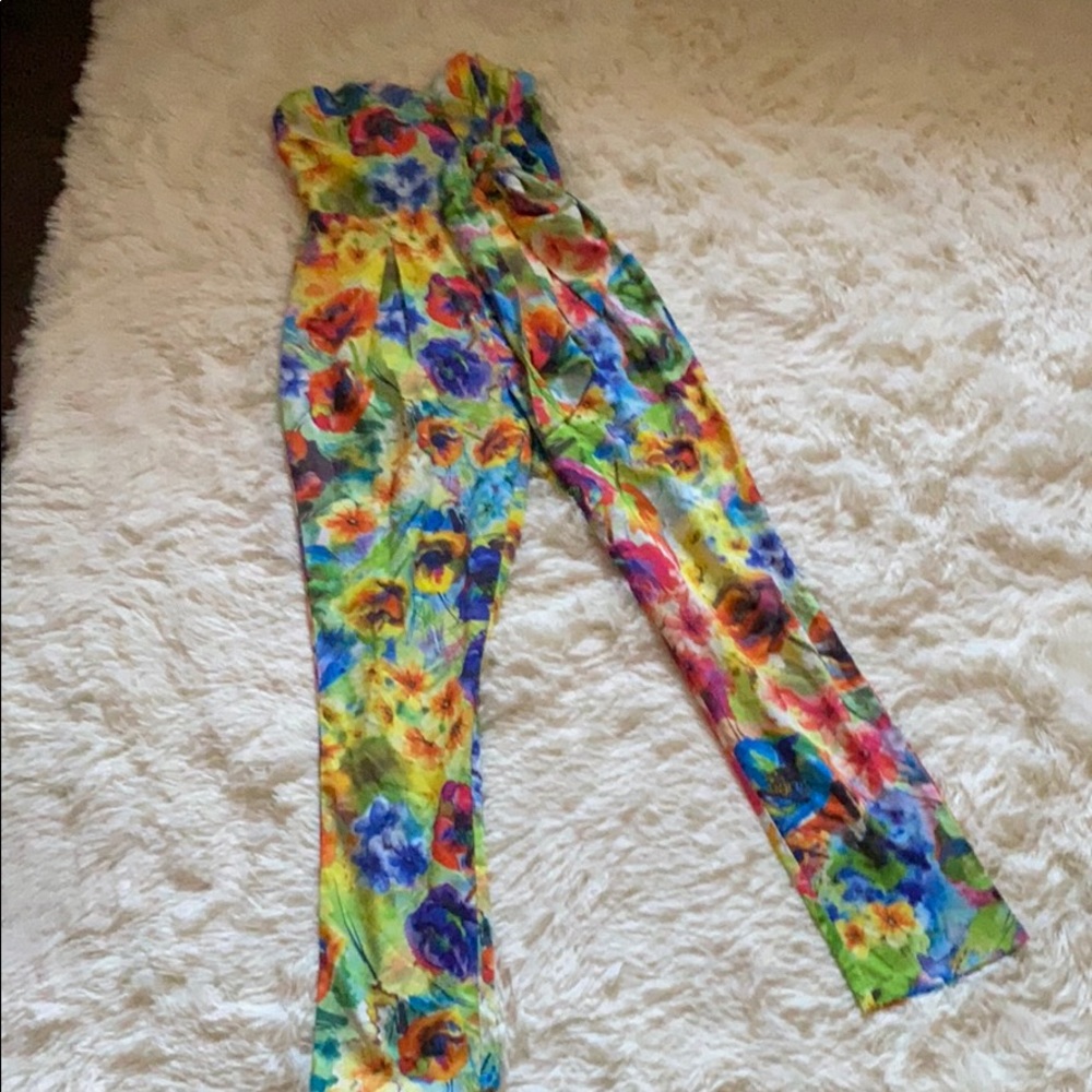 Strapless bright color jumpsuit